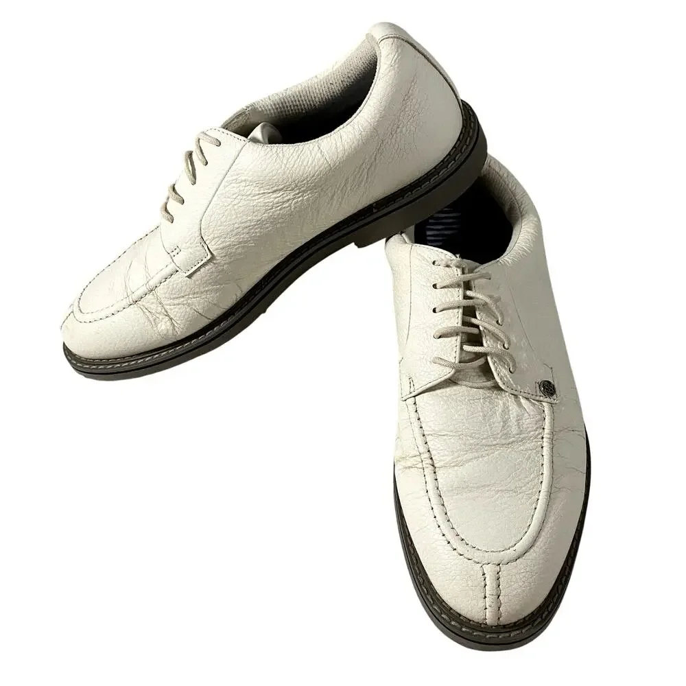 G/Fore GFORE Snow White Pebble Leather Split Toe Golf Shoes Mens Size 10.5